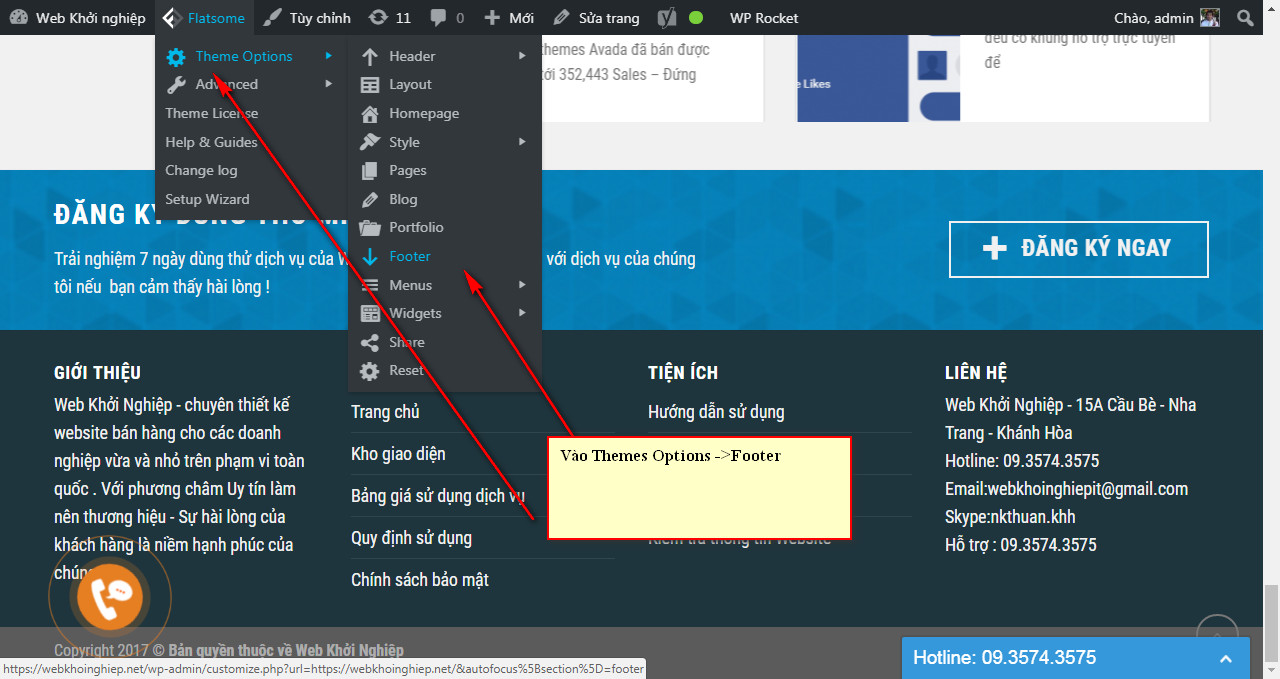 3 lam sao thay doi noi dung footer huong dan thiet ke web de hieu nhat