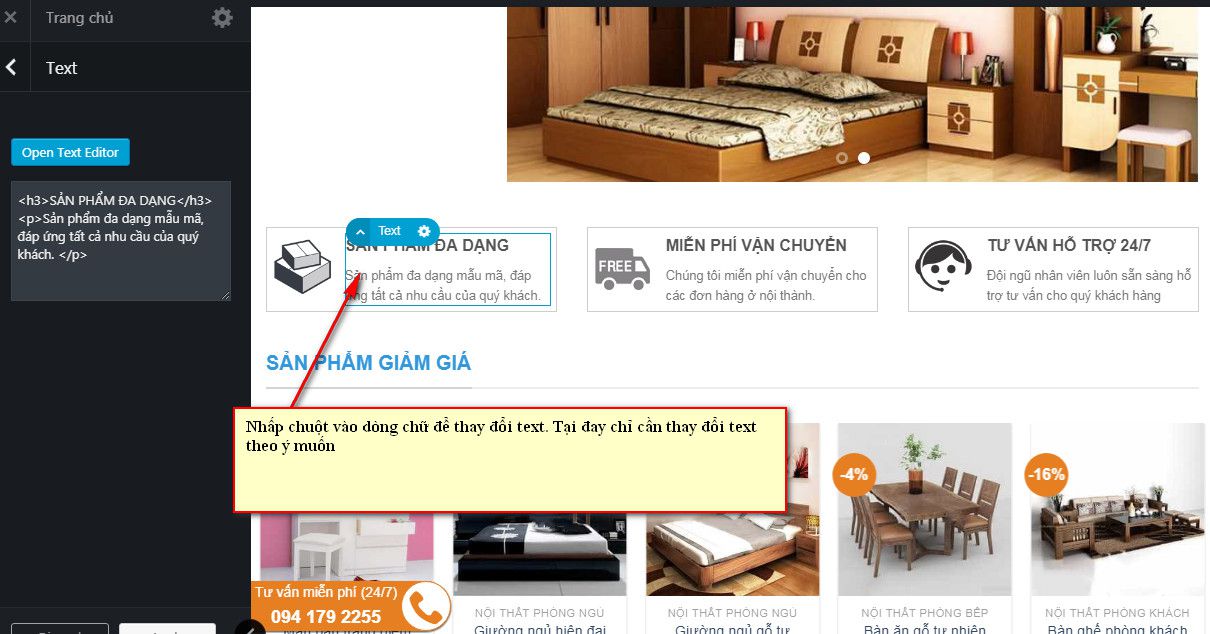 4 lam sao de thay doi banner va text thiet ke website elamweb